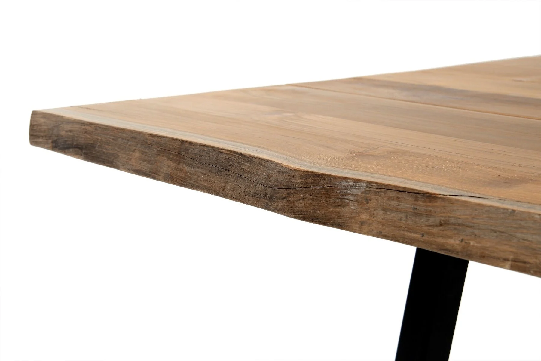 OGRODOWY STÓŁ OBIADOWY duży, prostokątny, czarne aluminiowe nogi, drewniany blat, zestaw ogrodowy OM010-4