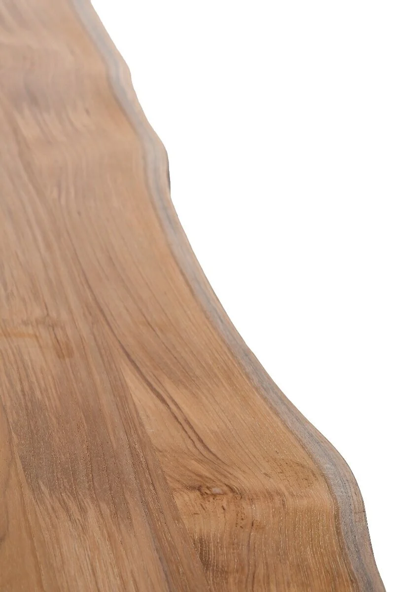 OGRODOWY STÓŁ OBIADOWY duży, prostokątny, czarne aluminiowe nogi, drewniany blat, zestaw ogrodowy OM010-6