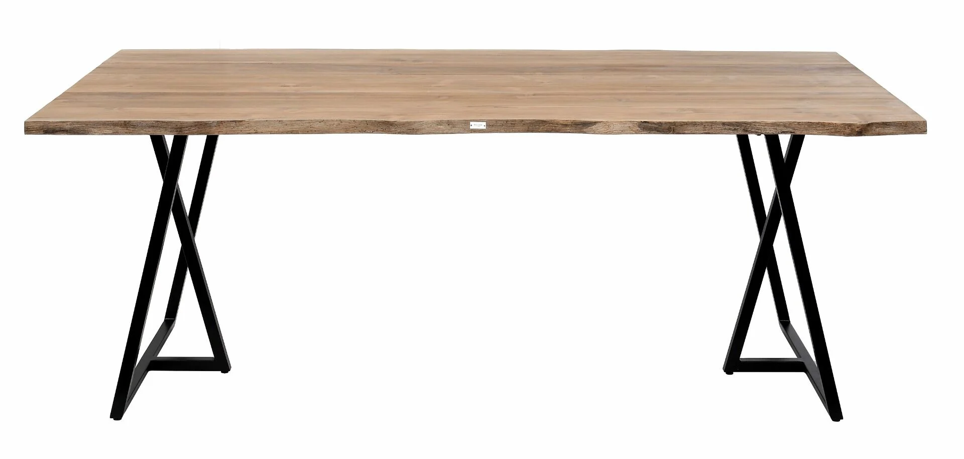 OGRODOWY STÓŁ OBIADOWY duży, prostokątny, czarne aluminiowe nogi, drewniany blat, zestaw ogrodowy OM010, na patio