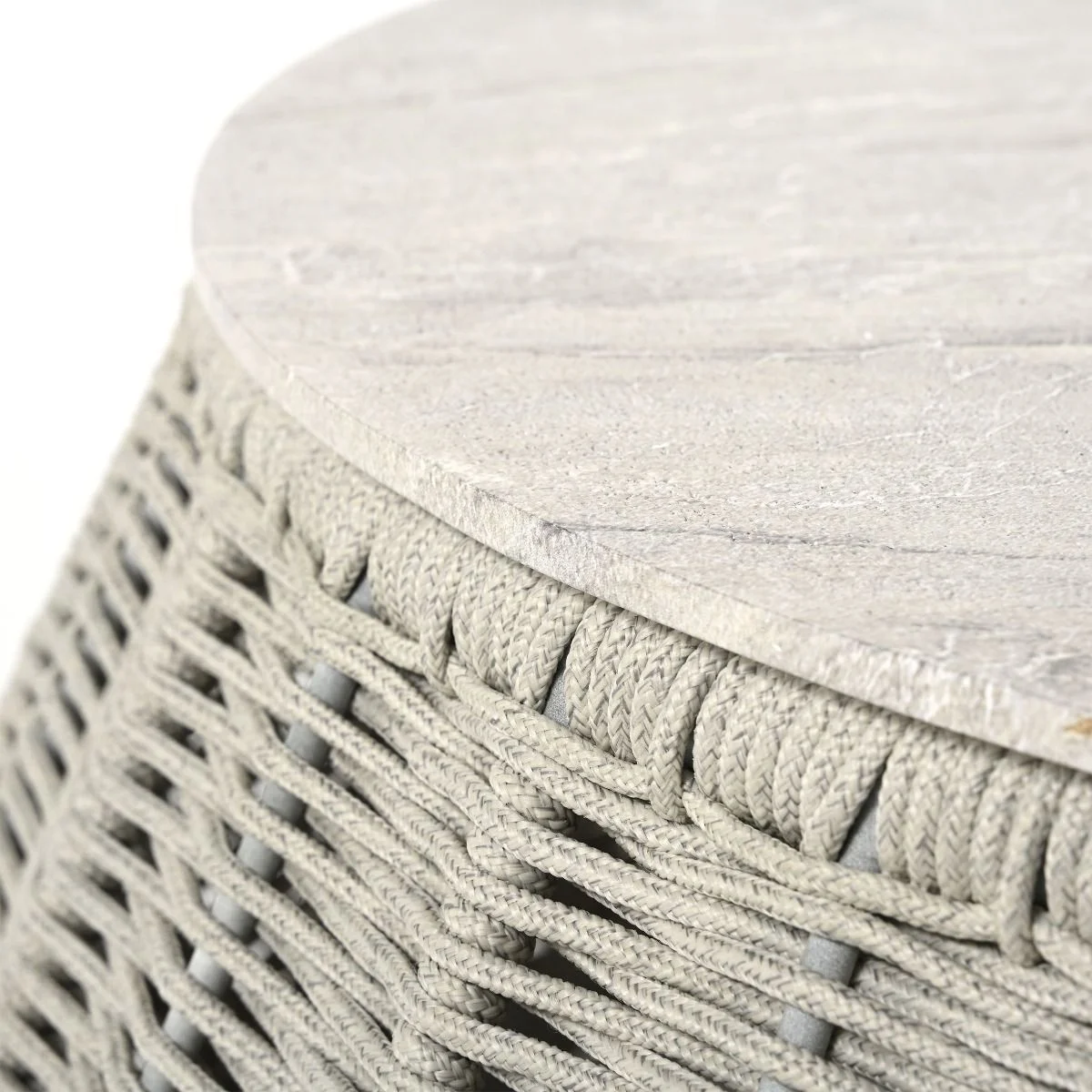 OGRODOWY STOLIK KAWOWY duży, szare wykończenie, blat z konglomeratu, zestaw ogrodowy OM001, ekskluzywny