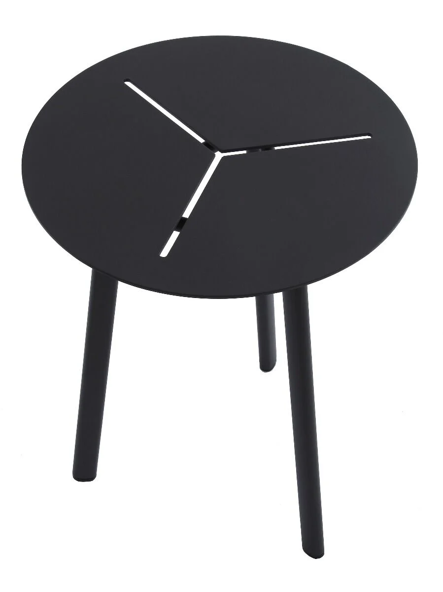 OGRODOWY STOLIK KAWOWY mały, okrągły na trzech nóżkach, aluminiowy, nowoczesny, zestaw ogrodowy OM005, piękny