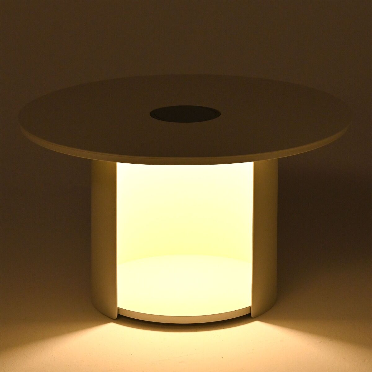 OGRODOWY STOLIK KAWOWY mały, okrągły z podświetleniem solarnym, biały, nowoczesny, zestaw ogrodowy OM006, piekny OGRODOWY STOLIK KAWOWY mały, okrągły z podświetleniem solarnym, biały, nowoczesny, zestaw ogrodowy OM006, piekny