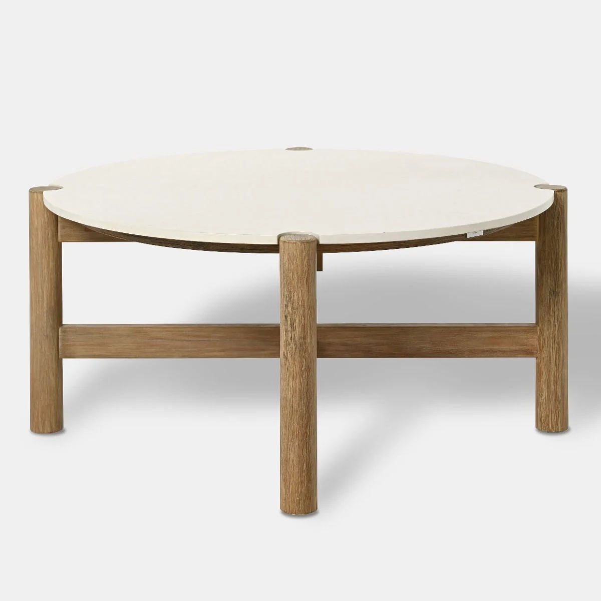 OGRODOWY STOLIK KAWOWY na drewnianym stelażu, beżowy blat z konglomeratu, zestaw ogrodowy OM002, wyjątkowy OGRODOWY STOLIK KAWOWY na drewnianym stelażu, beżowy blat z konglomeratu, zestaw ogrodowy OM002, wyjątkowy