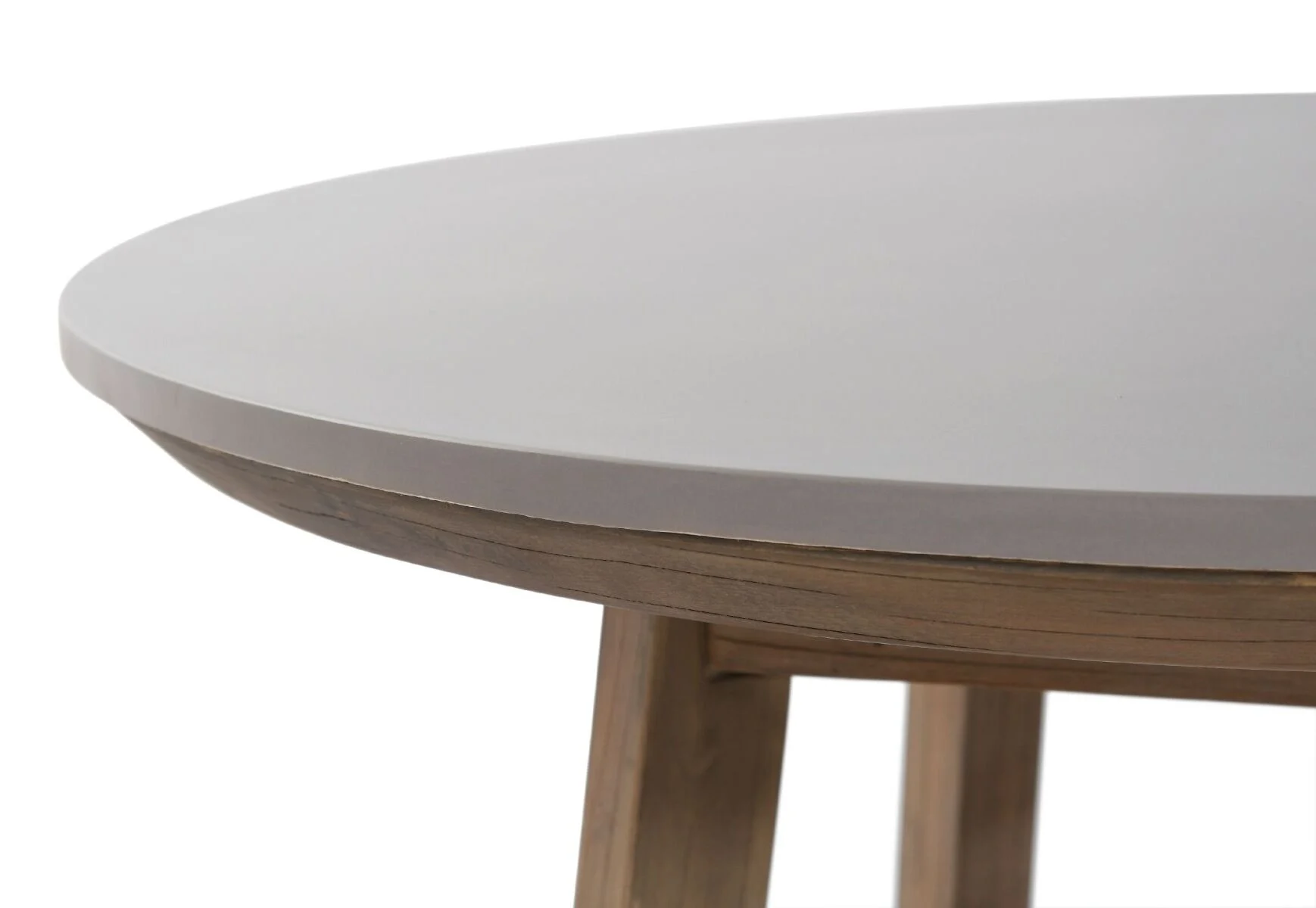 OKRĄGŁY STOLIK OGRODOWY drewniany stelaż, blat z konglomeratu, styl boho, zestaw ogrodowy OM003-2