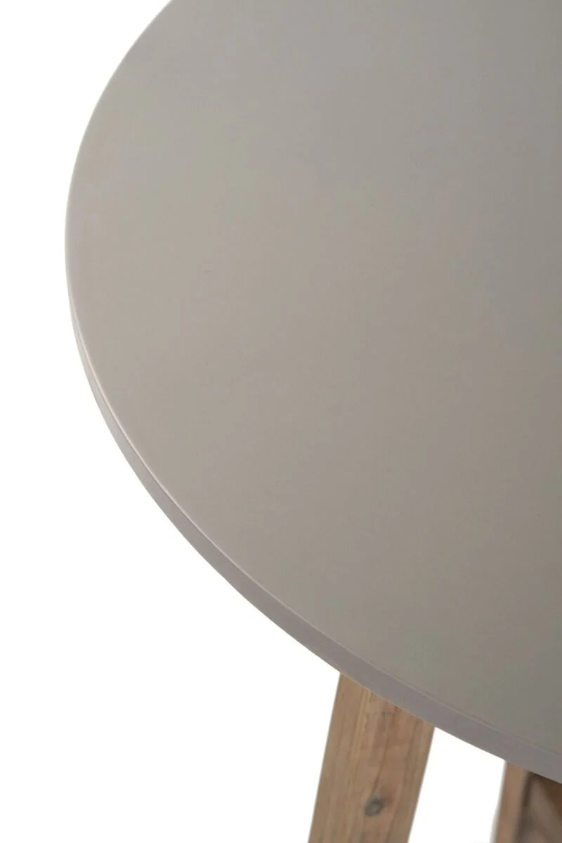 OKRĄGŁY STOLIK OGRODOWY drewniany stelaż, blat z konglomeratu, styl boho, zestaw ogrodowy OM003-3