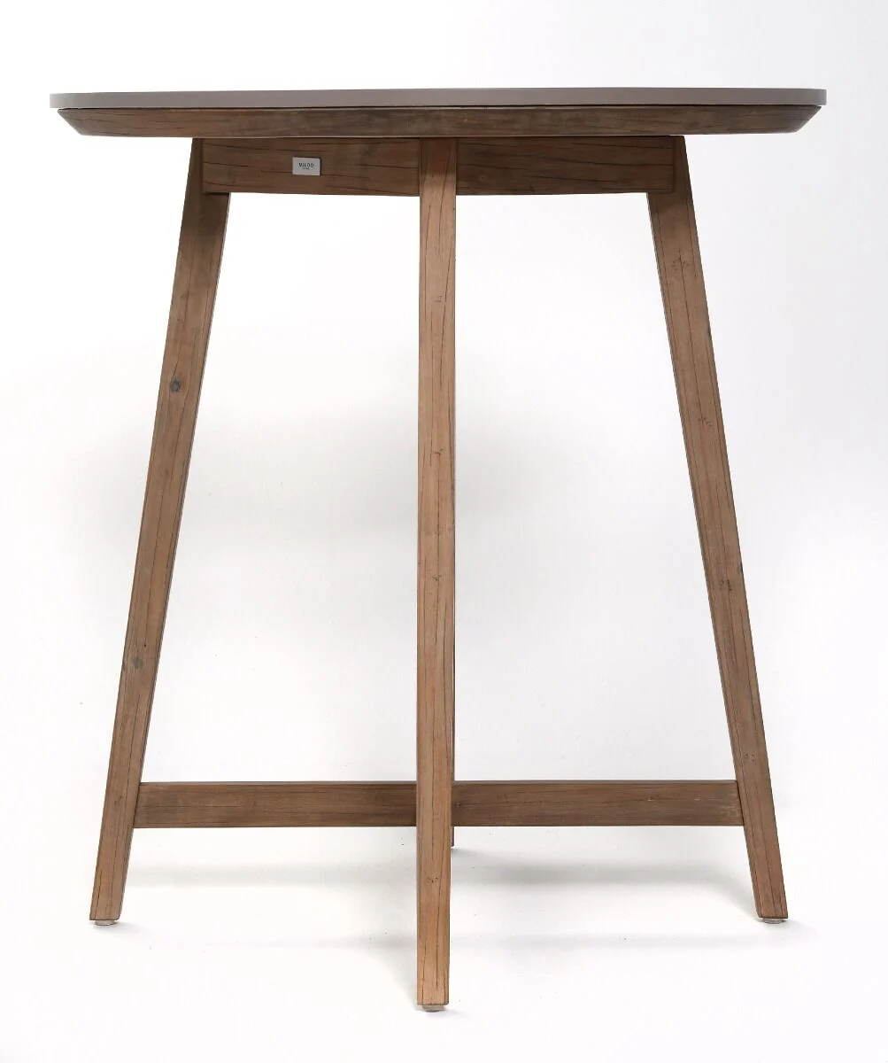 OKRĄGŁY STOLIK OGRODOWY drewniany stelaż, blat z konglomeratu, styl boho, zestaw ogrodowy OM003, designerski