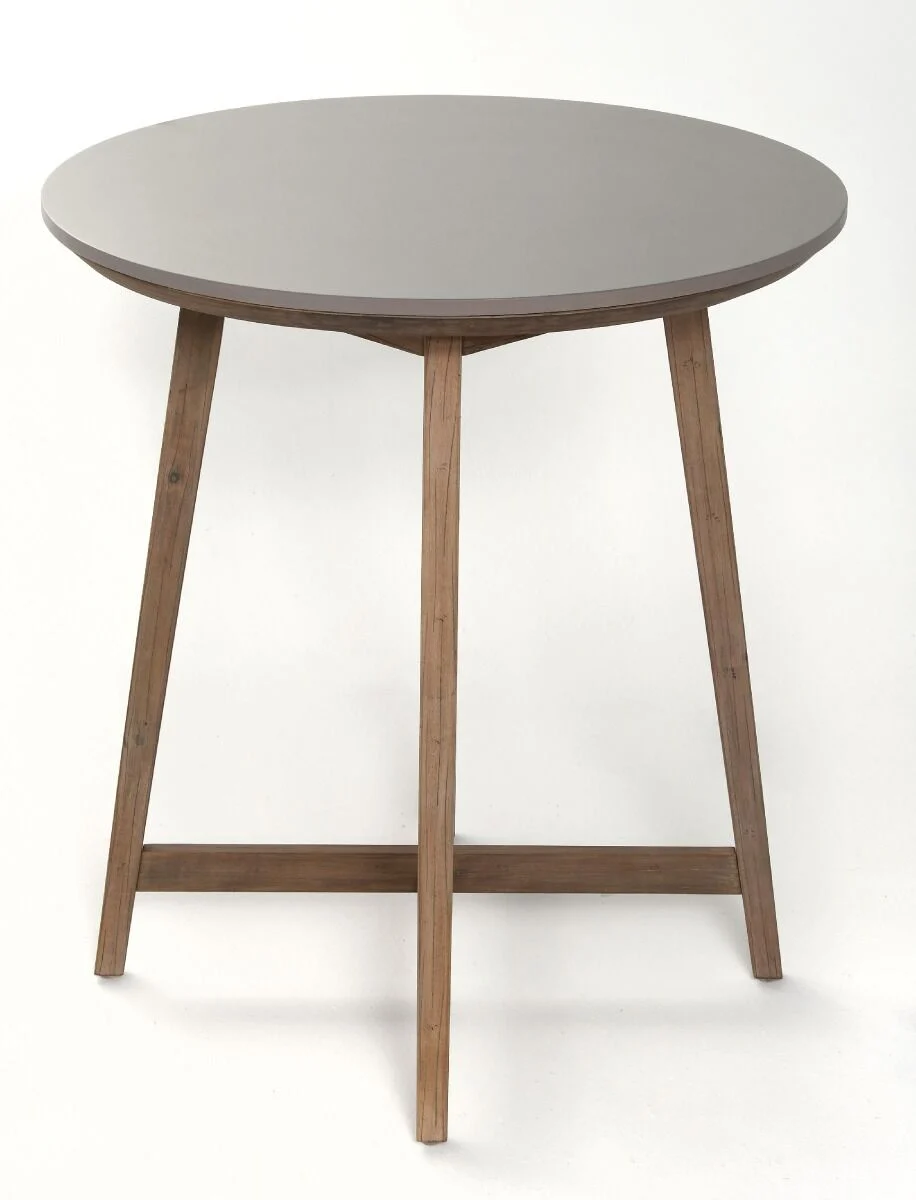 OKRĄGŁY STOLIK OGRODOWY drewniany stelaż, blat z konglomeratu, styl boho, zestaw ogrodowy OM003, piekny