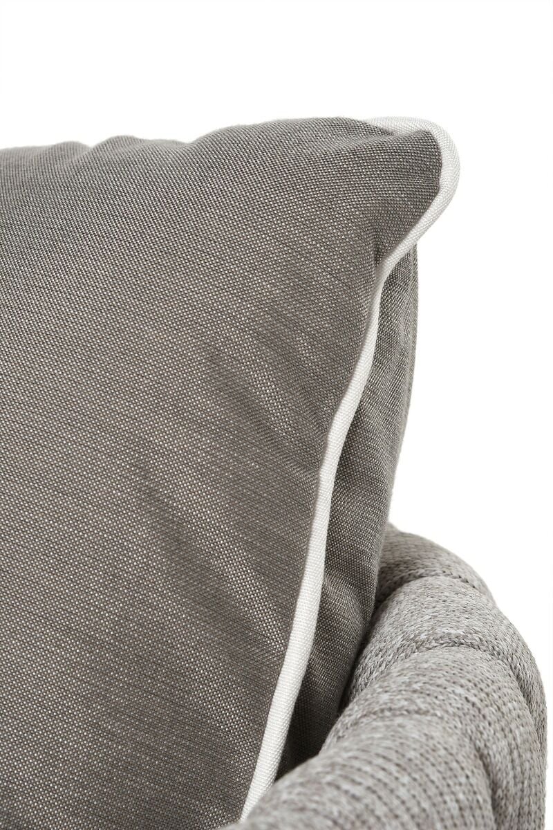 SOFA OGRODOWA 2 OSOBOWA biały aluminiowy stelaż, poduszki taupe, nowoczesna, zestaw ogrodowy OM011, na patio