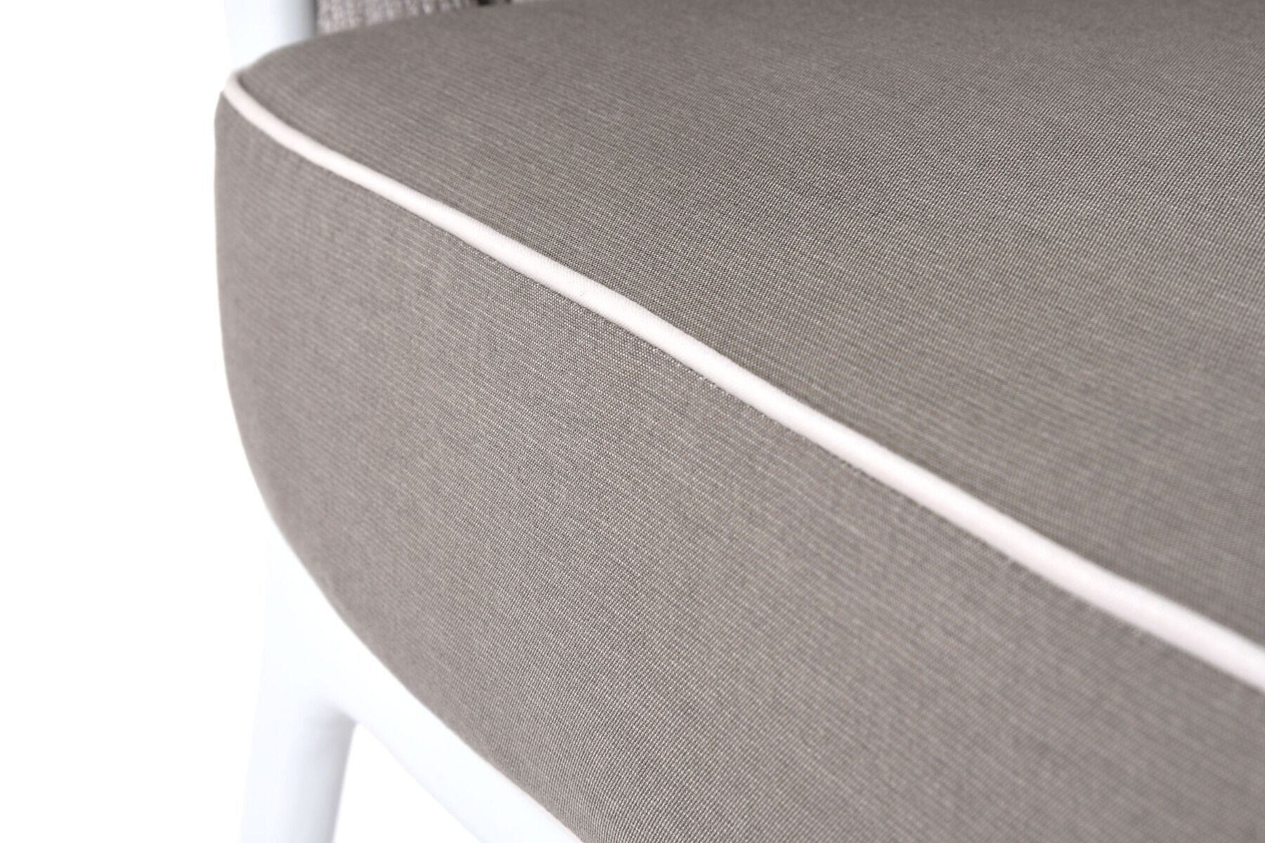 SOFA OGRODOWA 2 OSOBOWA biały aluminiowy stelaż, poduszki taupe, nowoczesna, zestaw ogrodowy OM011, najwyższa jakość