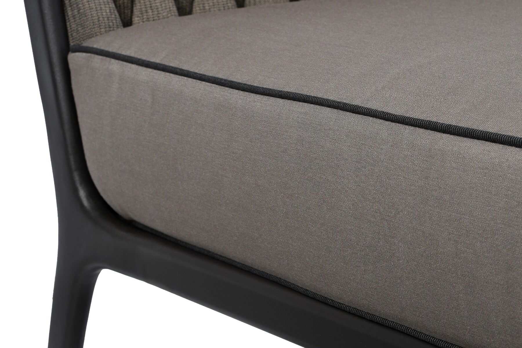 SOFA OGRODOWA 2 osobowa, antracytowy stelaż, tkanina w kolorze taupe, zestaw ogrodowy OM005-1