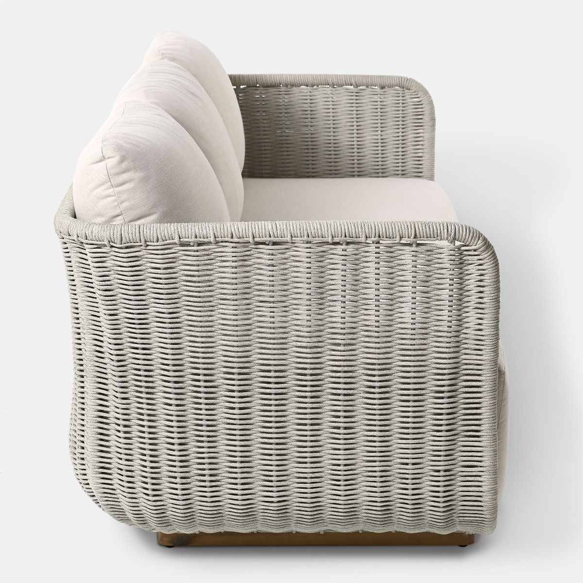 SOFA OGRODOWA 3 0S0BOWA szary sznur, beżowa tapicerka, nowoczesny styl, zestaw ogrodowy OM001, na ogród SOFA OGRODOWA 3 0S0BOWA szary sznur, beżowa tapicerka, nowoczesny styl, zestaw ogrodowy OM001, na ogród