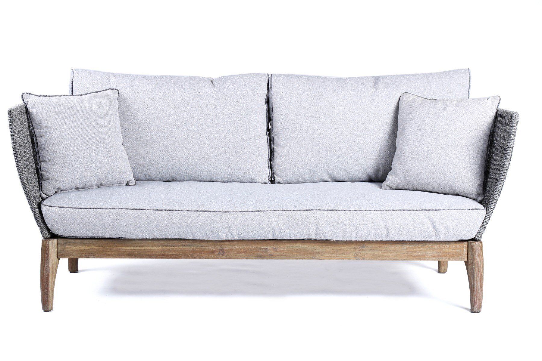 SOFA OGRODOWA 3 osobowa, drewniany stelaż, szary sznurek, styl boho, zestaw ogrodowy OM003, piękna SOFA OGRODOWA 3 osobowa, drewniany stelaż, szary sznurek, styl boho, zestaw ogrodowy OM003, piękna