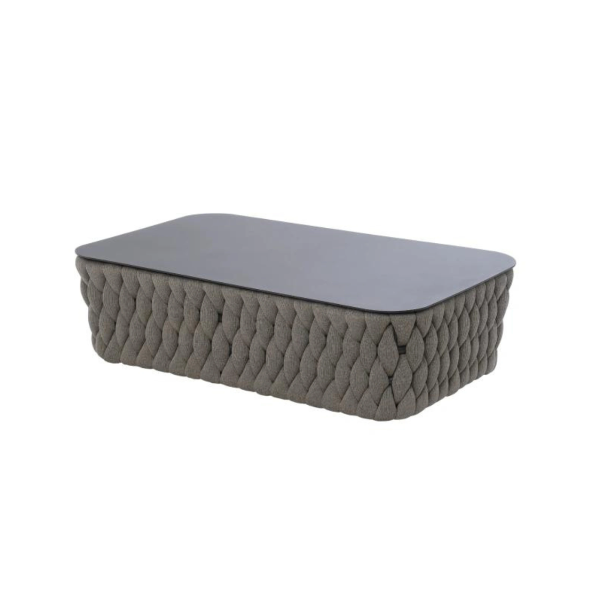 STÓŁ KAWOWY ogrodowy, prostokątny, aluminiowy blat, tkanina sunbrella, nowoczesny, zestaw ogrodowy OM005