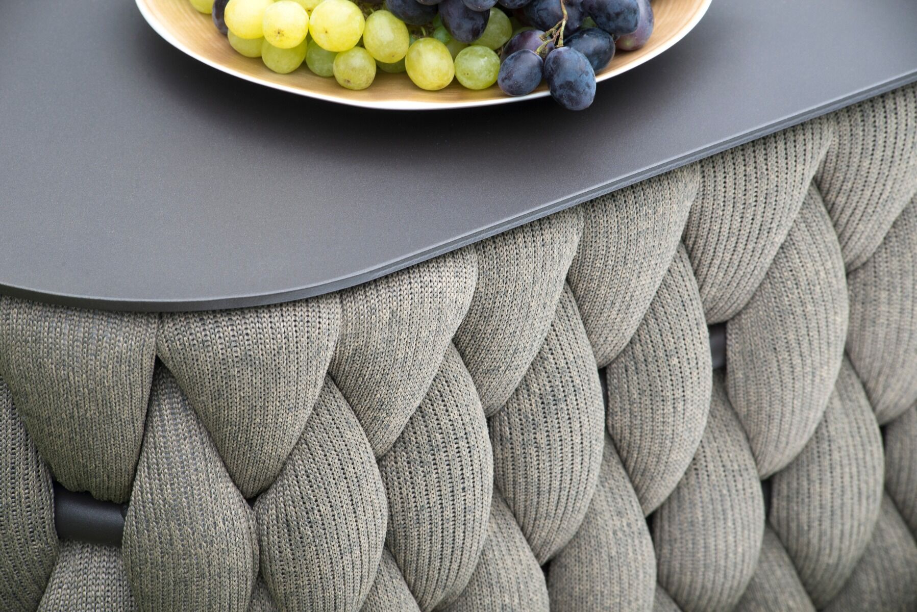 STÓŁ KAWOWY ogrodowy, prostokątny, aluminiowy blat, tkanina sunbrella, nowoczesny, zestaw ogrodowy OM005, wyjątkowy