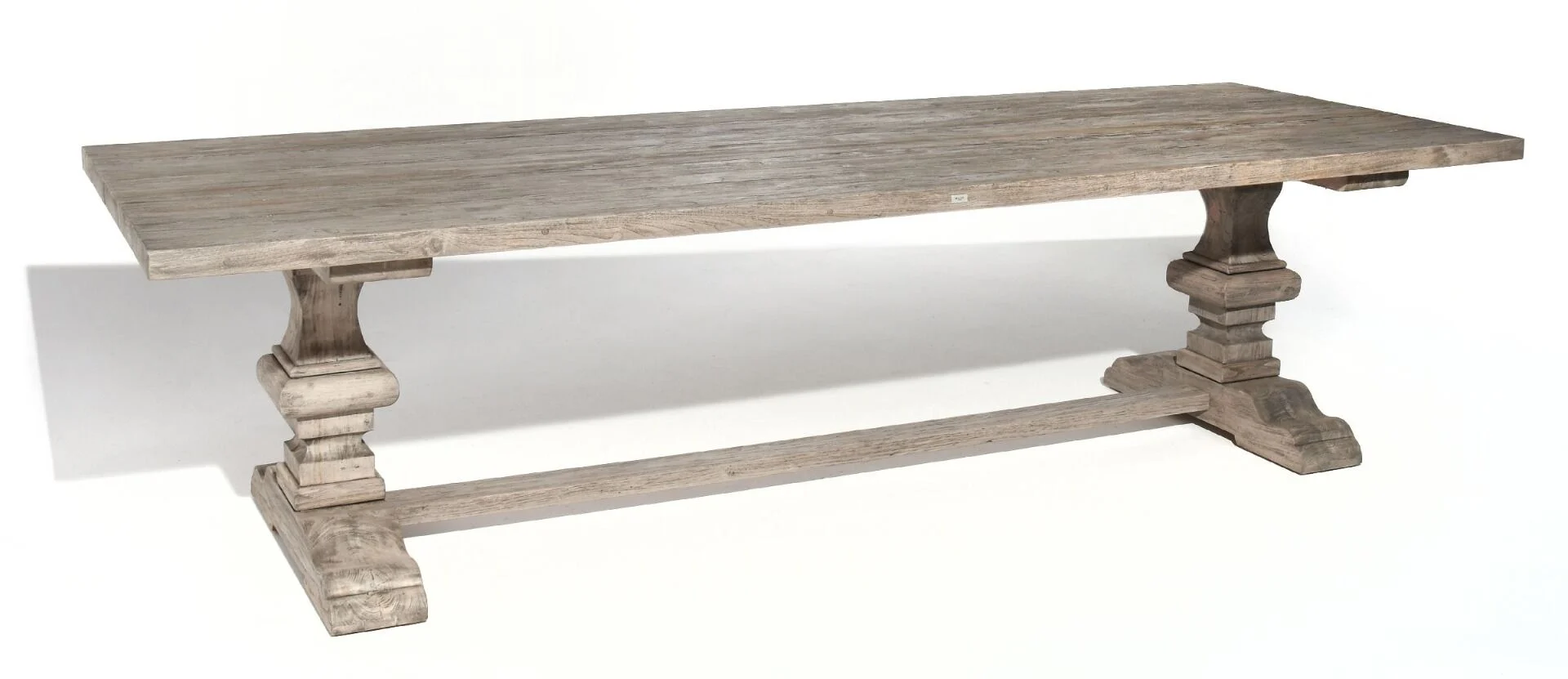 STÓŁ OBIADOWY OGRODOWY z drewna tekowego, patynowy kolor, klasyczny styl, zestaw ogrodowy OM008, do ogrodu zimowego