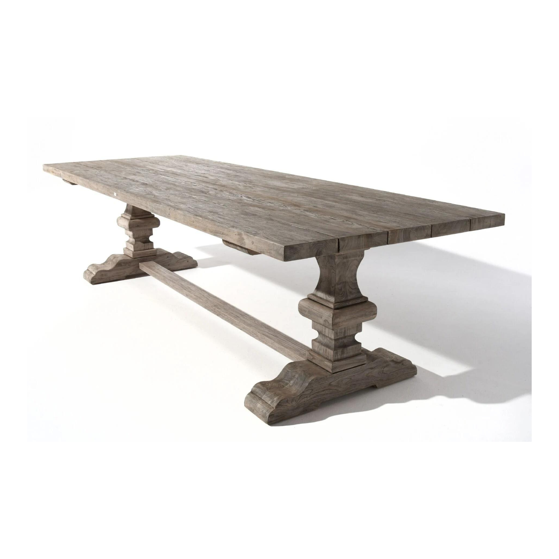 STÓŁ OBIADOWY OGRODOWY z drewna tekowego, patynowy kolor, klasyczny styl, zestaw ogrodowy OM008