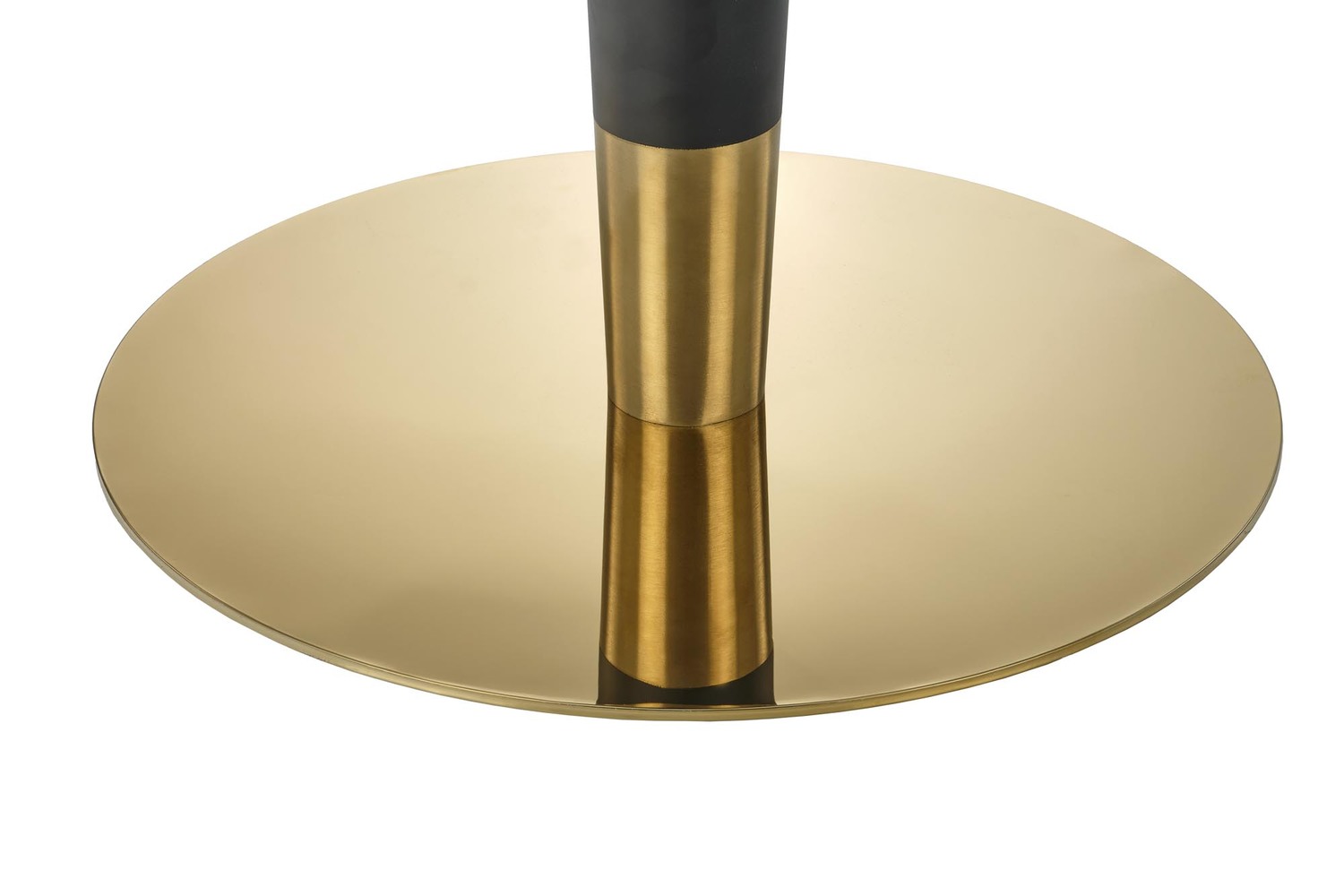 STÓŁ okrągły, biały ceramiczny blat, czarna noga, złote detale, glamour, do kuchni