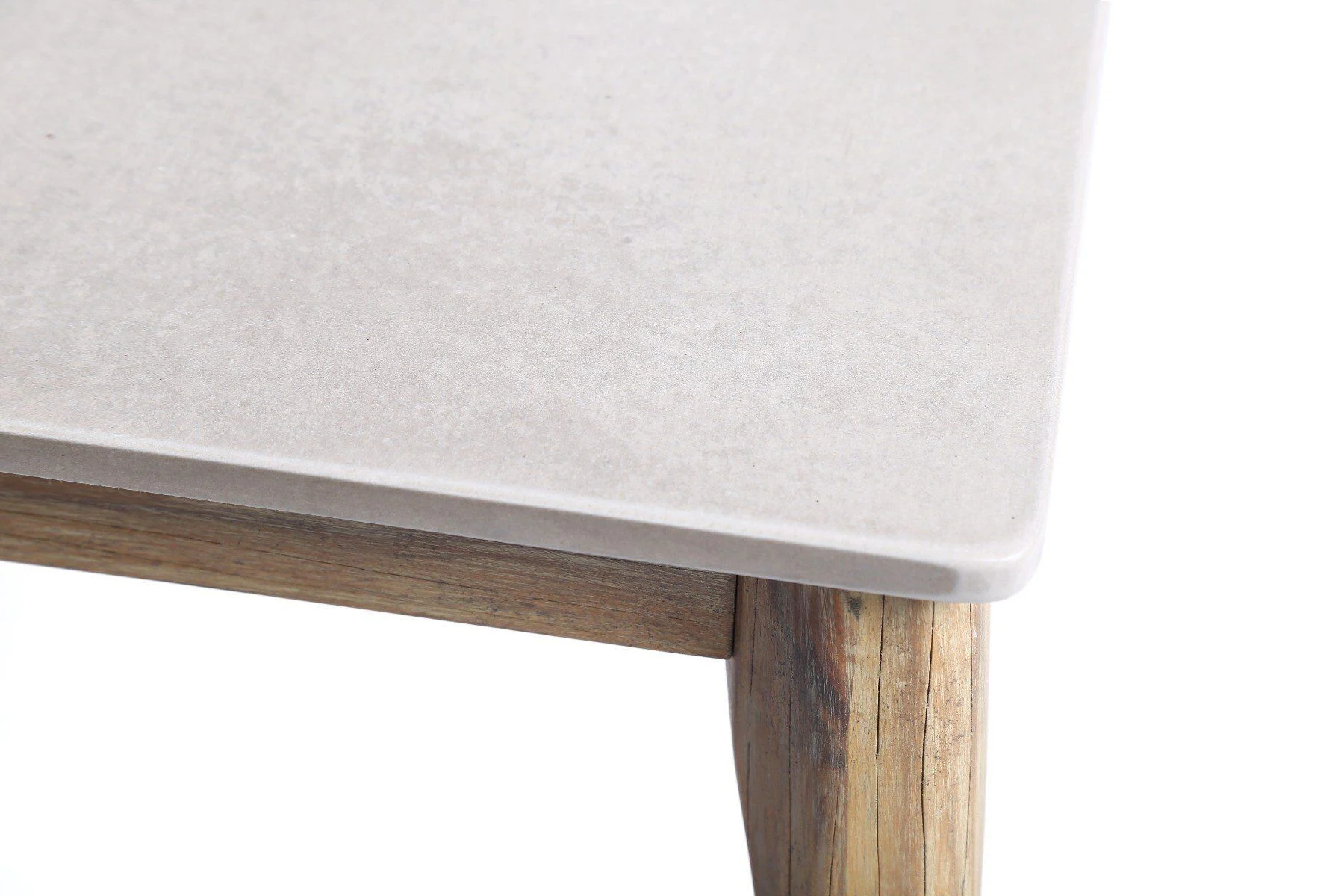 STOLIK OGRODOWY prostokątny na drewnianym stelażu, szary blat, boho, zestaw ogrodowy OM003, piekny