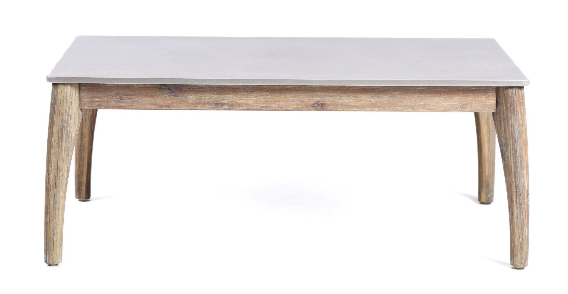 STOLIK OGRODOWY prostokątny na drewnianym stelażu, szary blat, boho, zestaw ogrodowy OM003