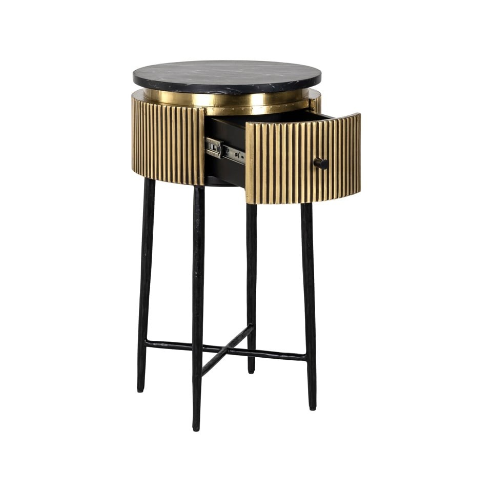 STOLIK POMOCNICZY okrągły, marmurowy blat, czarna podstawa, styl glamour, piękny STOLIK POMOCNICZY okrągły, marmurowy blat, czarna podstawa, styl glamour, piękny