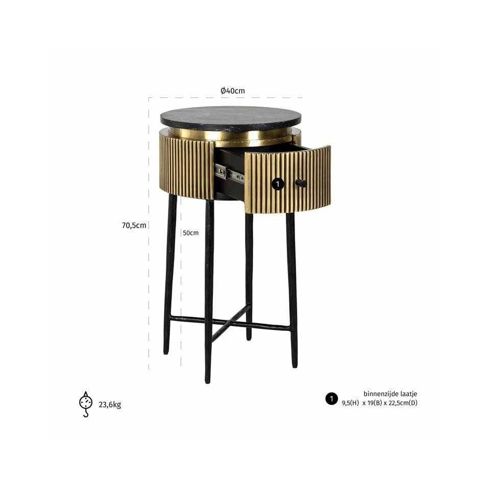 STOLIK POMOCNICZY okrągły, marmurowy blat, czarna podstawa, styl glamour, wymiary STOLIK POMOCNICZY okrągły, marmurowy blat, czarna podstawa, styl glamour, wymiary