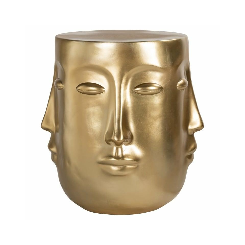 STOLIK POMOCNICZY z żywicy, okrągły, złoty, motyw twarzy, designerski charakter, ekskluzywny STOLIK POMOCNICZY z żywicy, okrągły, złoty, motyw twarzy, designerski charakter, ekskluzywny