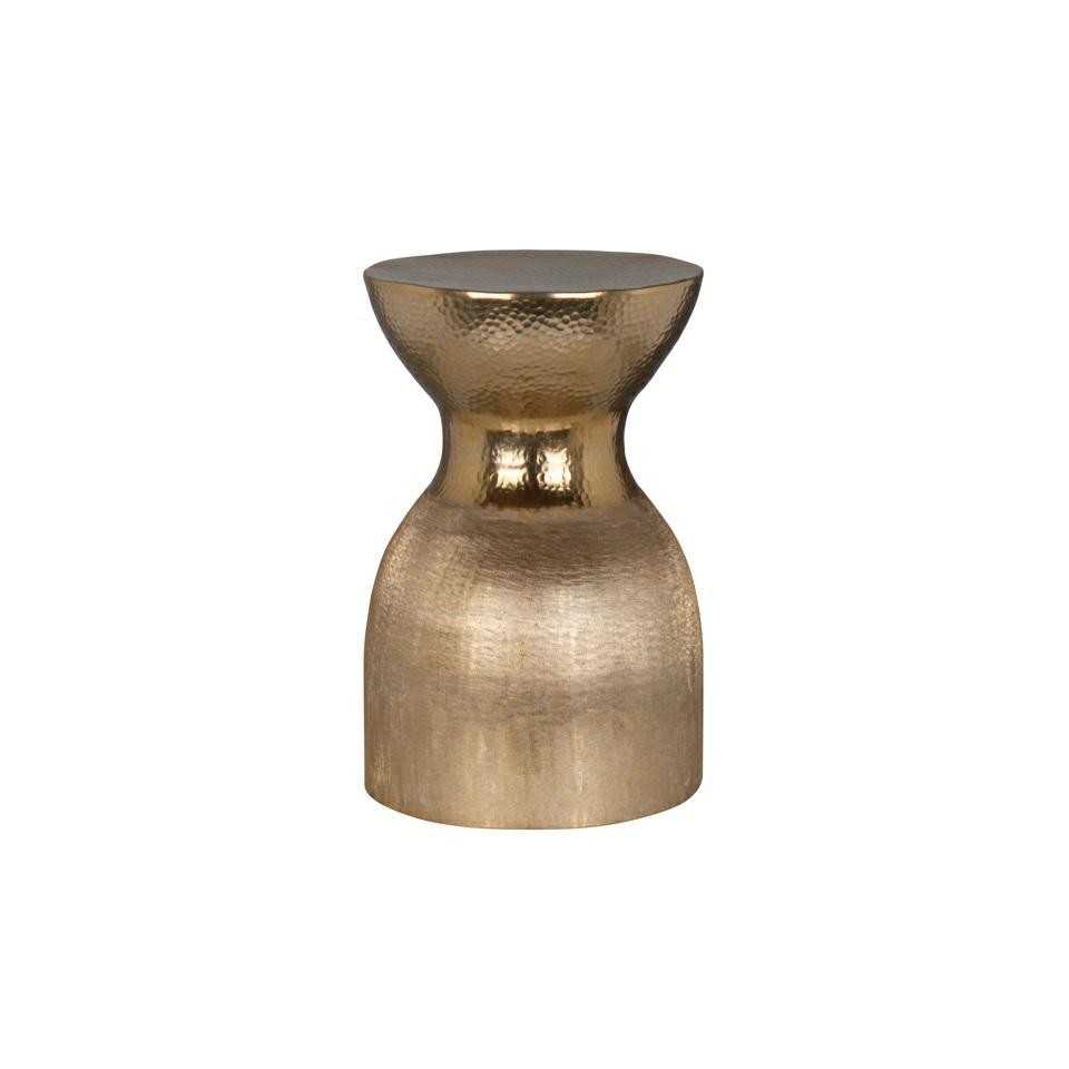 STOLIK POMOCNICZY złoty, aluminiowy, kształt klepsydry, wyjątkowa tekstura, styl glamour STOLIK POMOCNICZY złoty, aluminiowy, kształt klepsydry, wyjątkowa tekstura, styl glamour