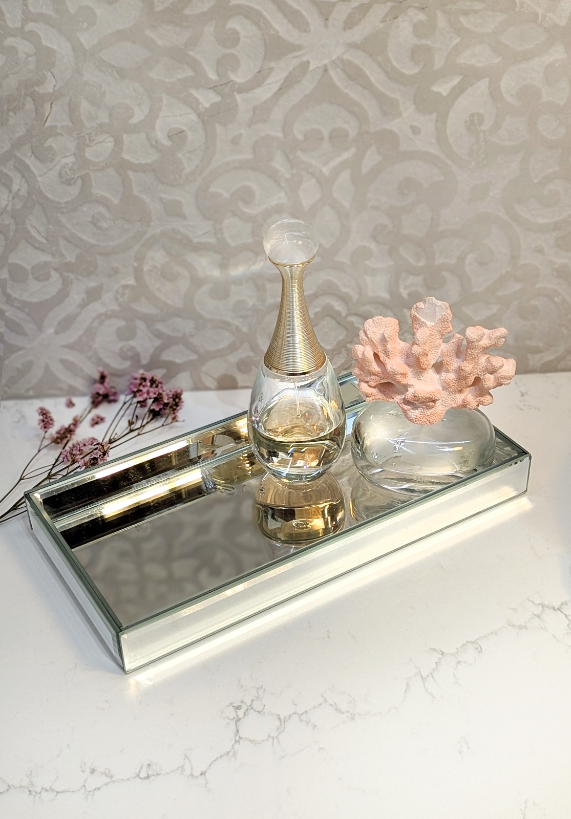 TACA szklana, prostokątna, lustrzane wykończenie, luksusowa