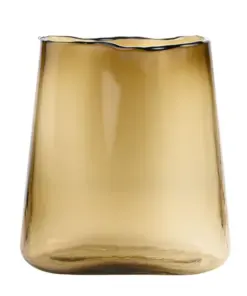 WAZON szklany, brązowy kolor, nieregularny kształt, designerski styl