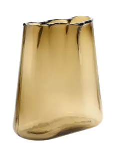 WAZON szklany, brązowy kolor, nieregularny kształt, designerski styl, piękny