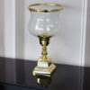 WAZON szklany na złotej metalowej podstawie, kształt kielicha, styl glamour, wyjątkowy