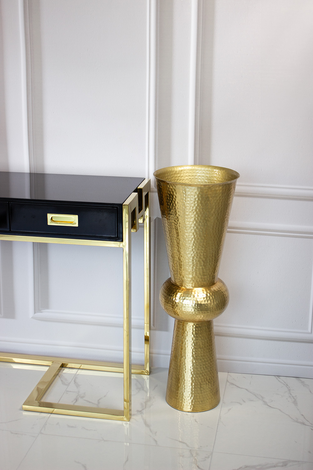WAZON złoty, designerski kształt z wyjątkową fakturą, duży, dekoracyjny