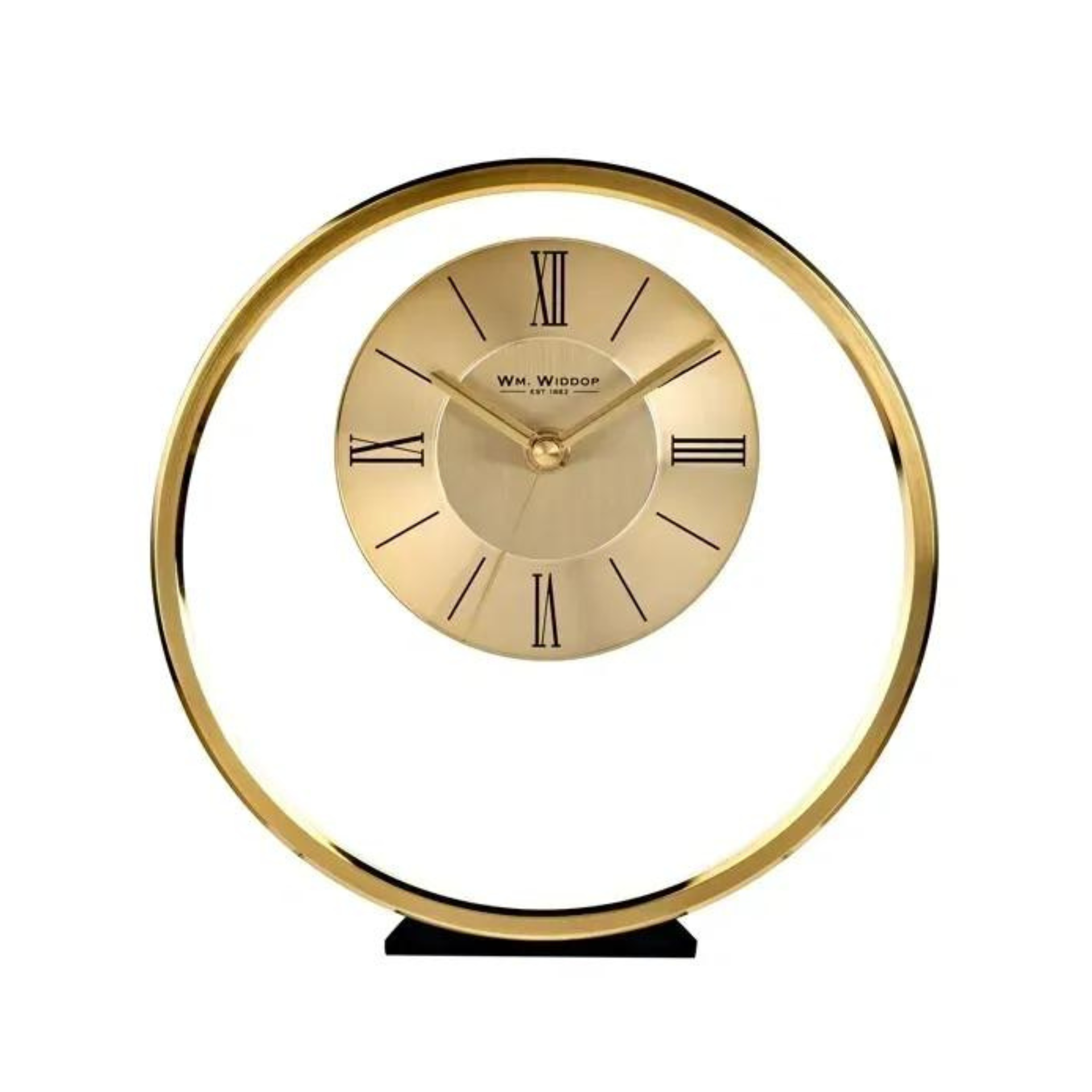 ZEGAR STOJĄCY metalowo-szklany, złota rama, okrągły, styl glamour ZEGAR STOJĄCY metalowo-szklany, złota rama, okrągły, styl glamour