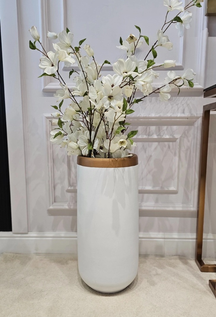 ZESTAW 2 DONIC ceramicznych, białe ze złotym (miedzianym) detalem, styl glamour, ekskluzywny ZESTAW 2 DONIC ceramicznych, białe ze złotym (miedzianym) detalem, styl glamour, ekskluzywny