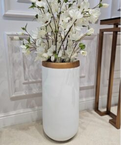 ZESTAW 2 DONIC ceramicznych, białe ze złotym (miedzianym) detalem, styl glamour, piękny