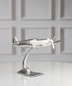 FIGURKA DEKORACYJNA samolot Spitfire, aluminiowa, chromowane wykończenie, piękna