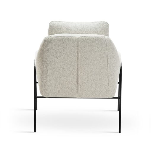 FOTEL WYPOCZYNKOWY na czarnym stelażu, biały elegancki materiał, nowoczesny styl, ekskluzywny