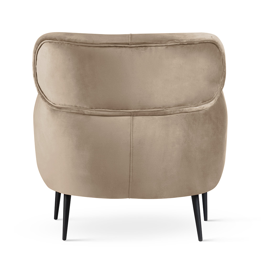 FOTEL WYPOCZYNKOWY z podłokietnikami, na metalowych nogach z welurową tkaniną, styl skandynawski, beżowy, do salonu FOTEL WYPOCZYNKOWY z podłokietnikami, na metalowych nogach z welurową tkaniną, styl skandynawski, beżowy, do salonu