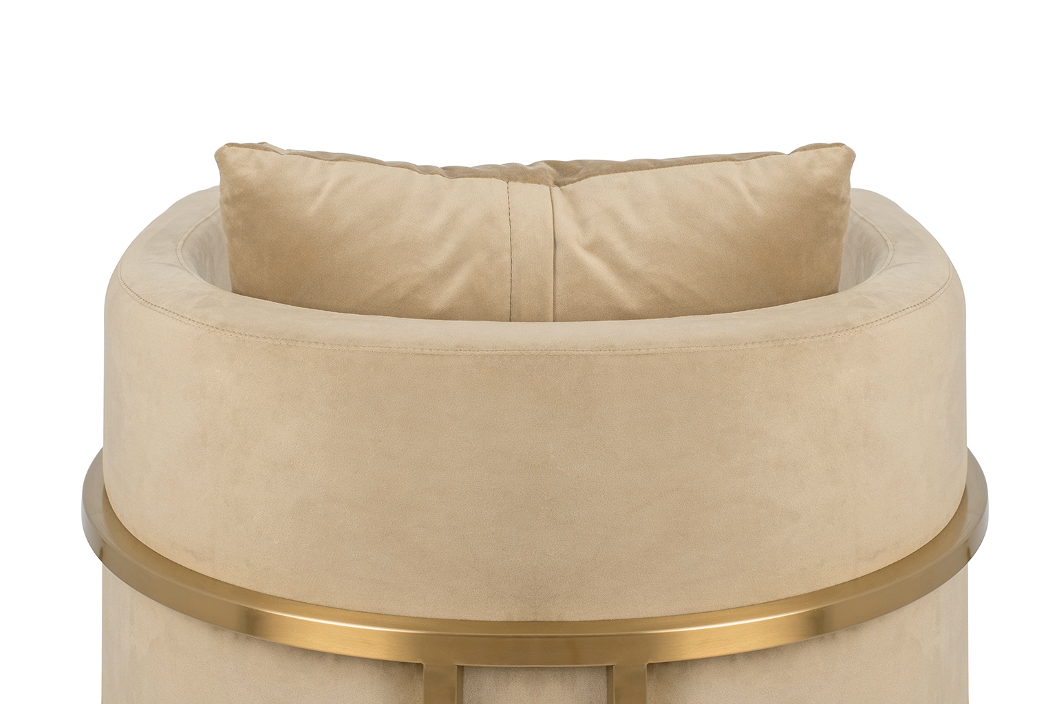 FOTEL na złotej podstawie, z poduszką, welurowa tkanina w kolorze khaki, glamour, do salonu
