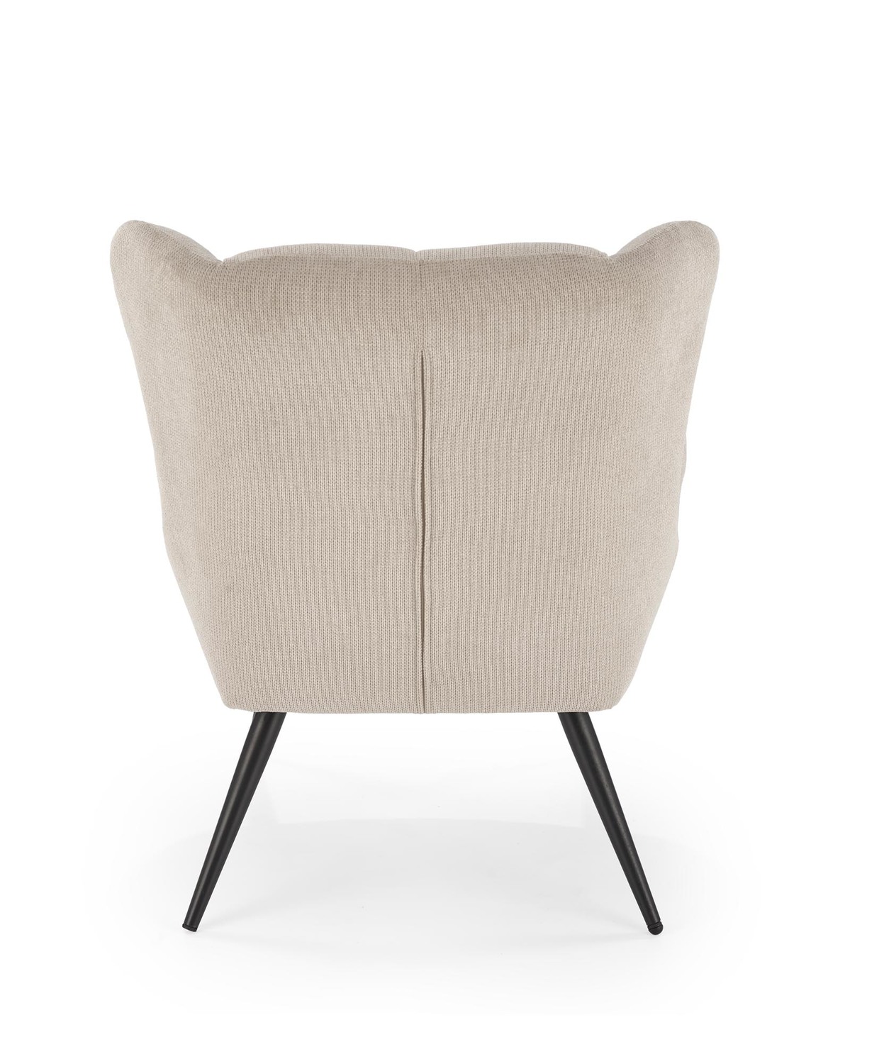 FOTEL wypoczynkowy na czarnych nogach, pikowana welurowa tapicerka, nowoczesny design, beżowy, do salonu