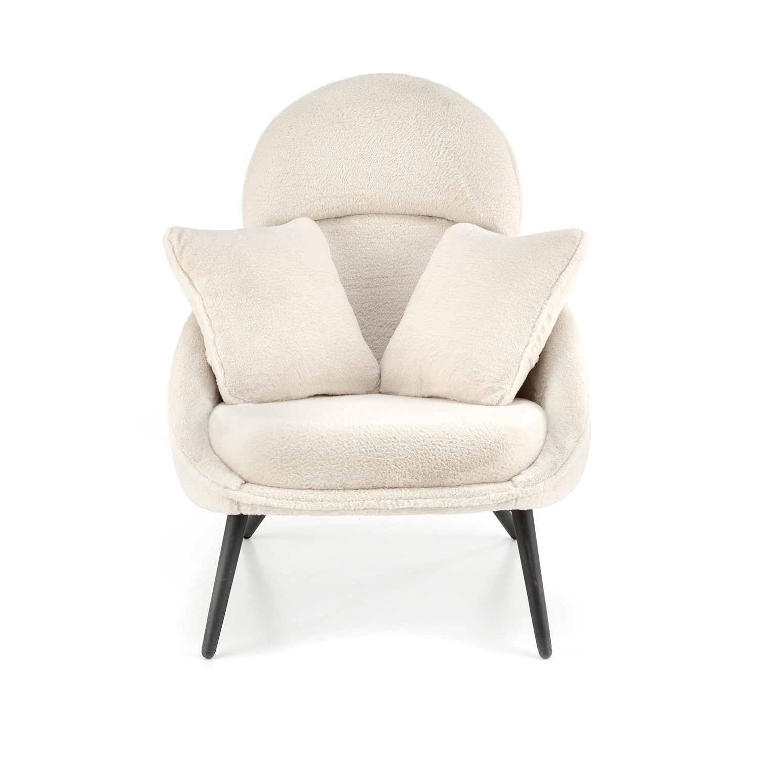 FOTEL wypoczynkowy na czarnych nogach, pluszowa miła w dotyku tkanina, nowoczesny design, kremowy, ekskluzywny FOTEL wypoczynkowy na czarnych nogach, pluszowa miła w dotyku tkanina, nowoczesny design, kremowy, ekskluzywny