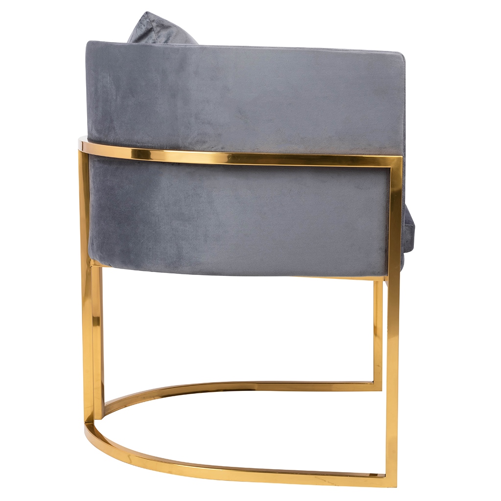 FOTEL z podłokietnikami, złote nogi, ciemno szara welurowa tapicerka, nowoczesny styl, z poduszką FOTEL z podłokietnikami, złote nogi, ciemno szara welurowa tapicerka, nowoczesny styl, z poduszką