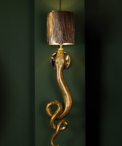 KINKIET z czarnym abażurem i złotą podstawą w kształcie węża, styl glamour, piękny
