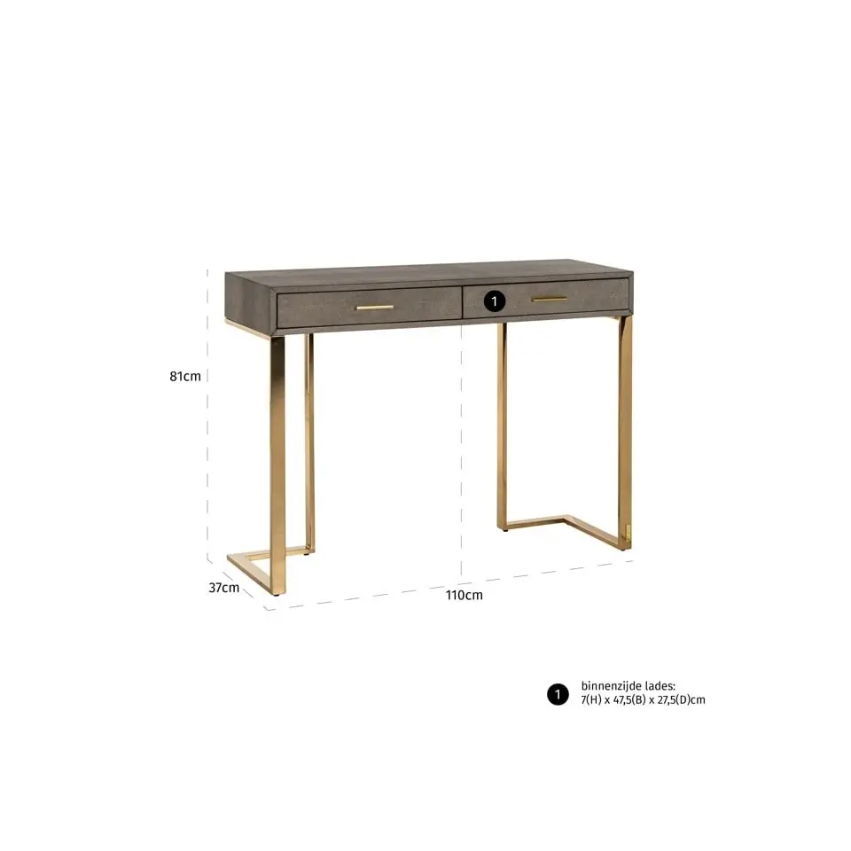 KONSOLA prostokątna, na złotym stelażu, blat o wyjątkowej fakturze, dwie szuflady, glamour, wymiary KONSOLA prostokątna, na złotym stelażu, blat o wyjątkowej fakturze, dwie szuflady, glamour, wymiary