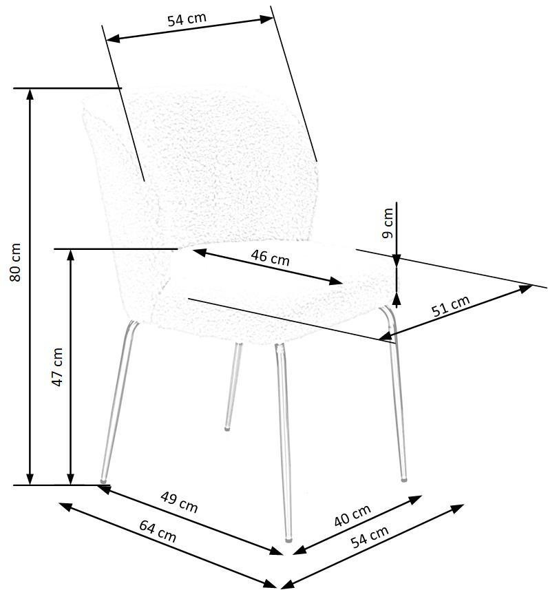 KRZESŁO na złotych nogach, pluszowa, kremowa tkanina, nowoczesny styl, wymiary