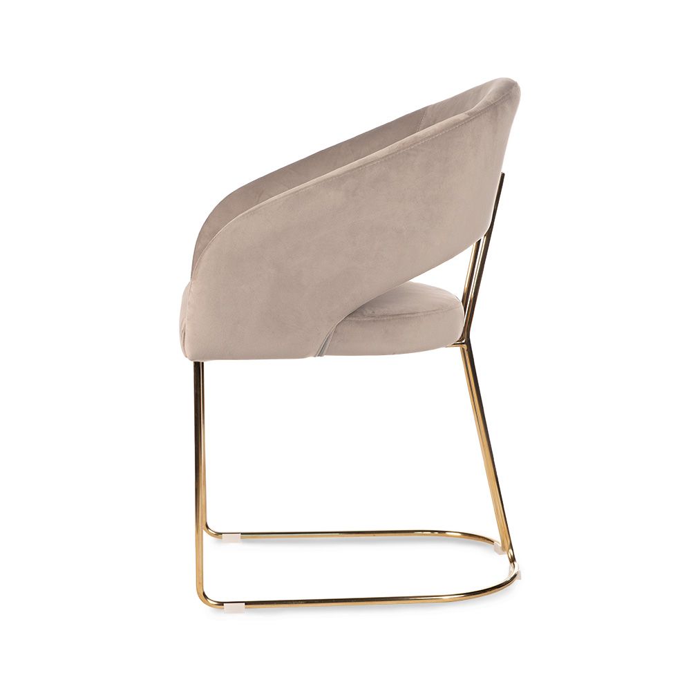 KRZESŁO na złotych nogach, welurowa beżowa tapicerka, nowoczesny design wyjątkowe