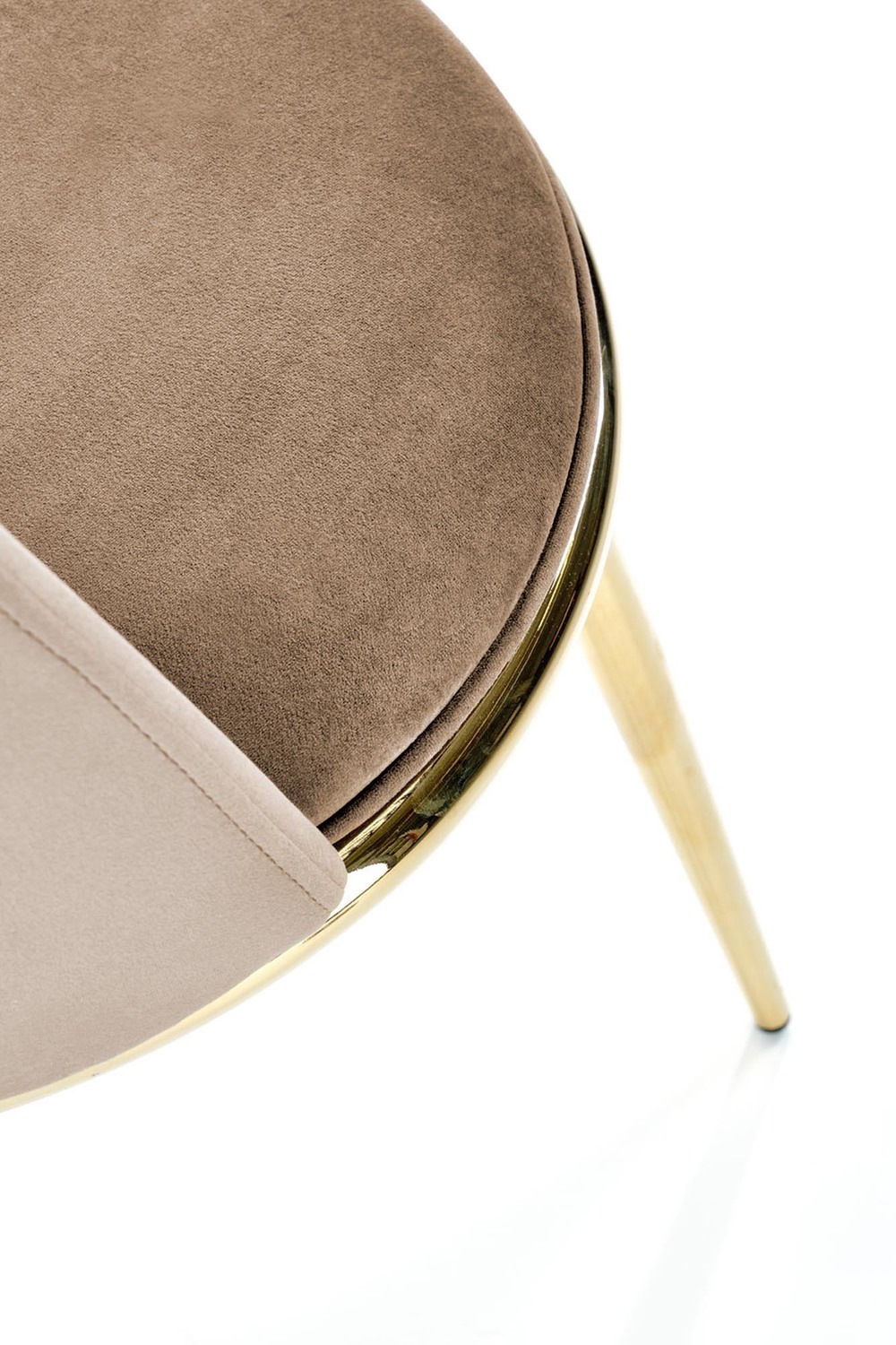 KRZESŁO na złotych nogach, wysoki połysk, piękna welurowa tapicerka, styl glamour, beżowe-1 KRZESŁO na złotych nogach, wysoki połysk, piękna welurowa tapicerka, styl glamour, beżowe-1