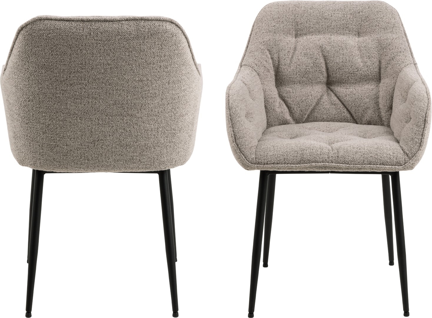 KRZESŁO z podłokietnikami, beżowa tapicerka, czarne metalowe nogi, pikowane, do salonu KRZESŁO z podłokietnikami, beżowa tapicerka, czarne metalowe nogi, pikowane, do salonu