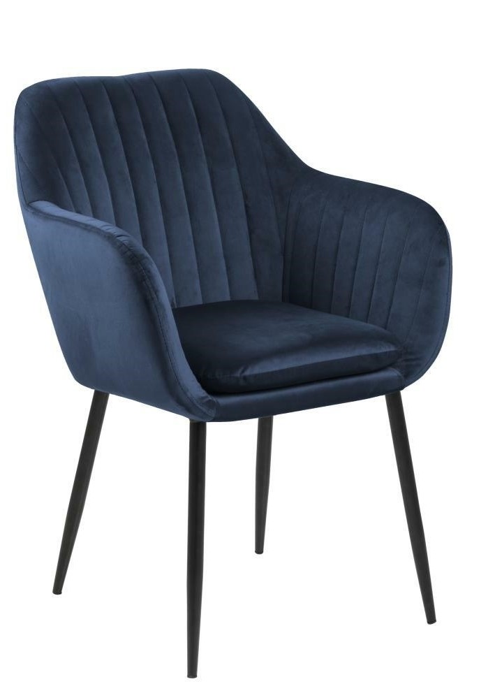 KRZESŁO z welwetową, pikowaną tapicerką w granatowym kolorze, czarne nogi, skandynawski styl, ekskluzywne KRZESŁO z welwetową, pikowaną tapicerką w granatowym kolorze, czarne nogi, skandynawski styl, ekskluzywne