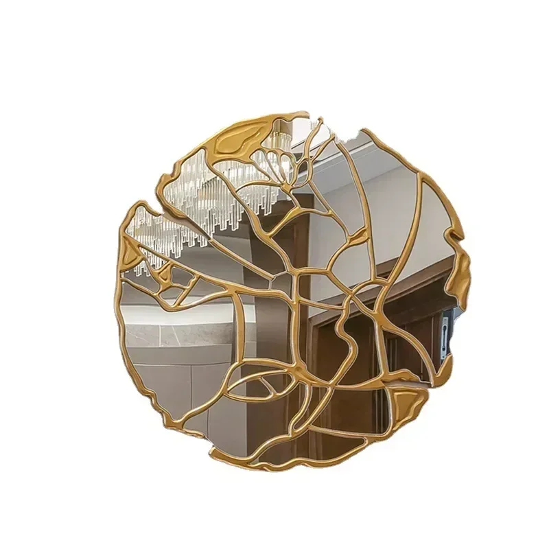 LUSTRO ŚCIENNE okrągłe, z dekoracyjną ramą na całej powierzchni, styl glamour, na korytarz